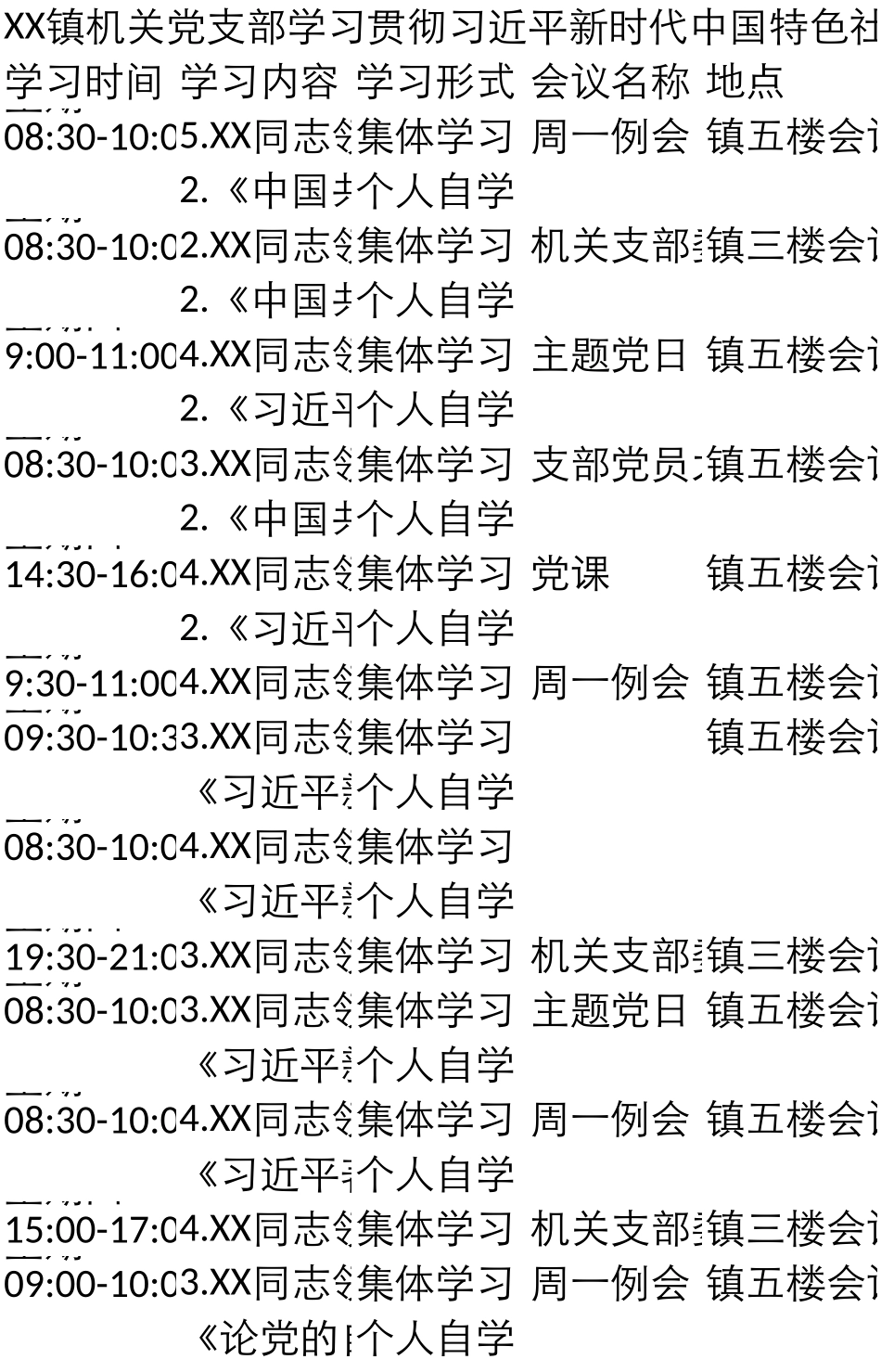 2025镇机关支部学习贯彻习近平新时代中国特色社会主义思想主题教育学习计划_第1页