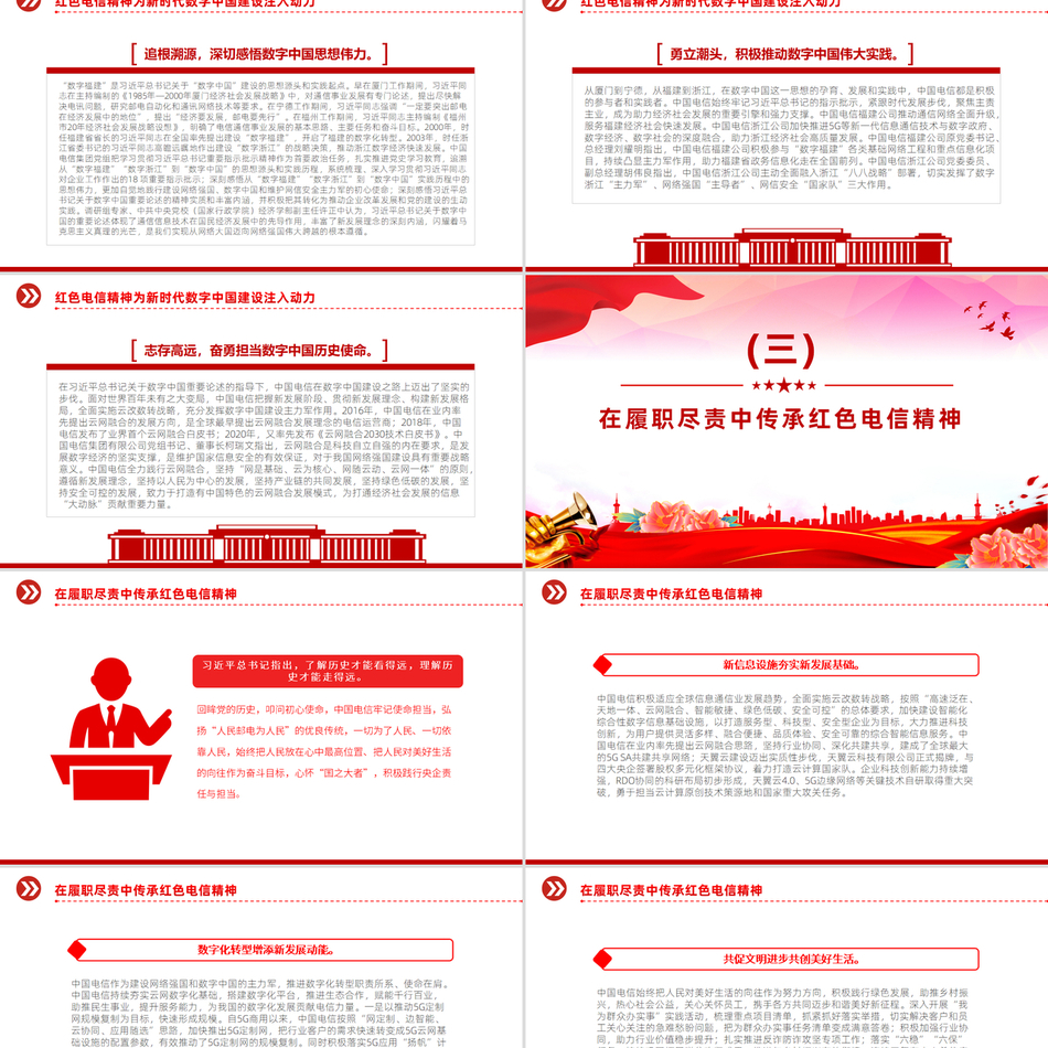 2024红色电信精神，传承弘扬与实践创新党课ppt模板