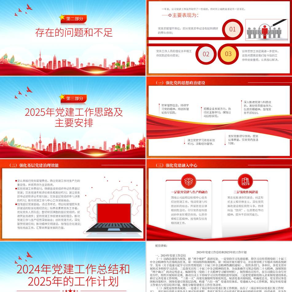 述职报告ppt2024年党建工作总结和2025年的工作计划党课ppt模板