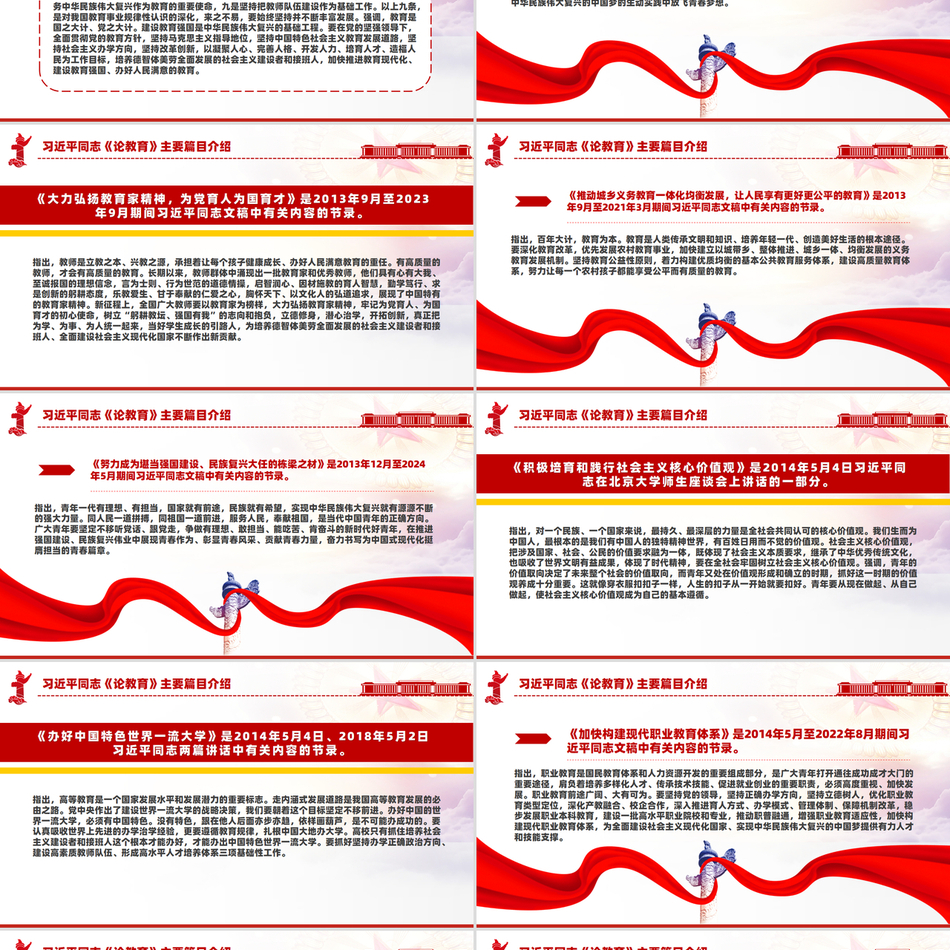 2024习近平同志《论教育》主要篇目介绍PPT课件党课ppt模板