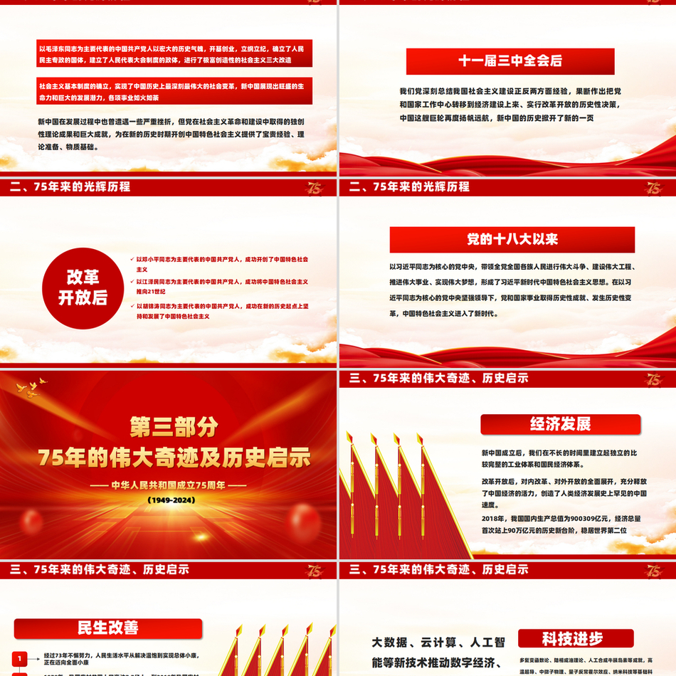 2024庆祝建国75周年党课PPT课件_喜迎国庆大国华诞繁盛共享党课ppt模板