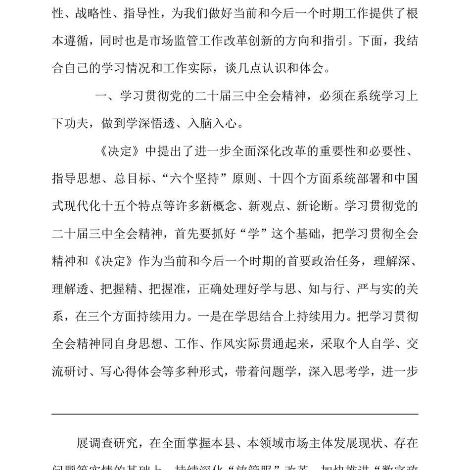 2024县长学习贯彻党的二十届三中全会精神研讨材料_第3页