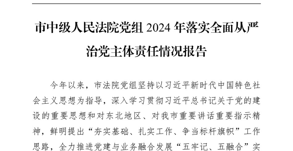 2024市中级人民法院党组2024年落实全面从严治党主体责任情况报告（24年12月）_第2页