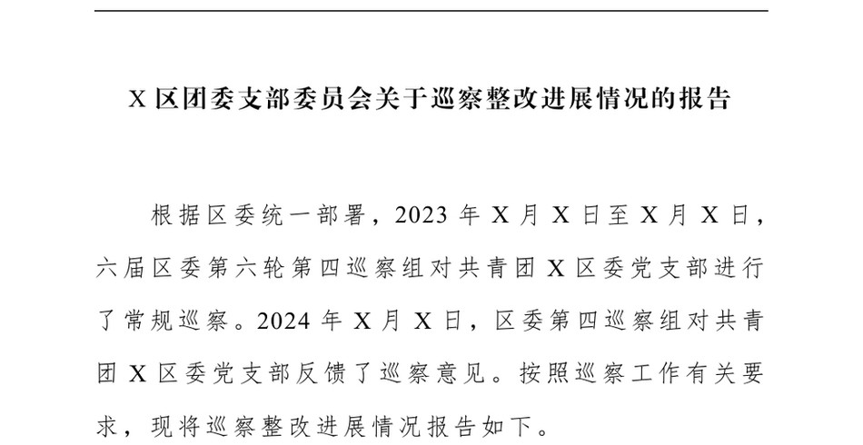 2024X区团委支部委员会关于巡察整改进展情况的报告_第2页