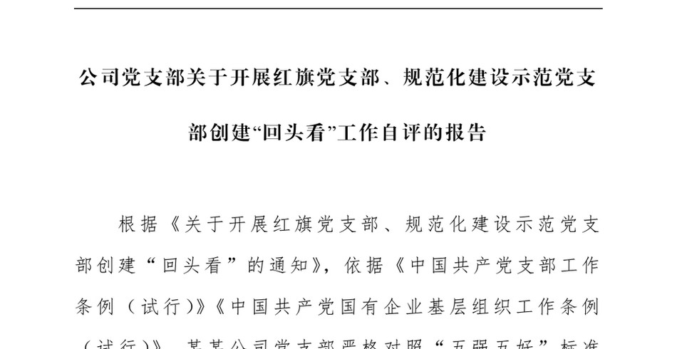 2024公司党支部关于开展红旗党支部、规范化建设示范党支部创建回头看工作自评的报告_第2页