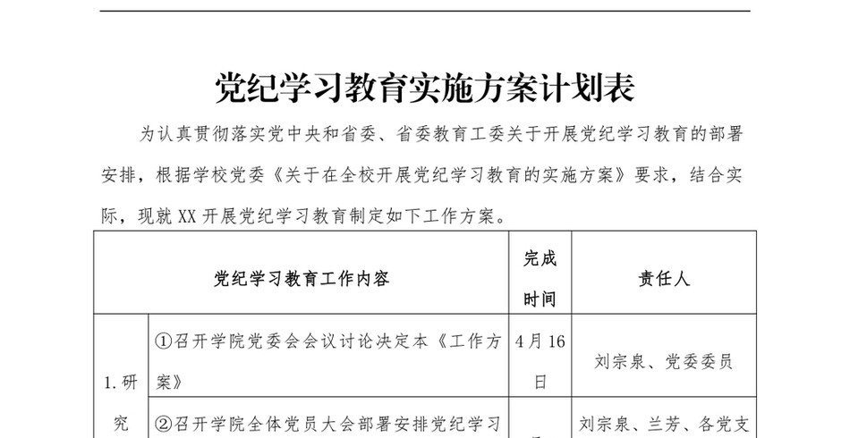 2025党纪学习教育实施方案计划表_第2页