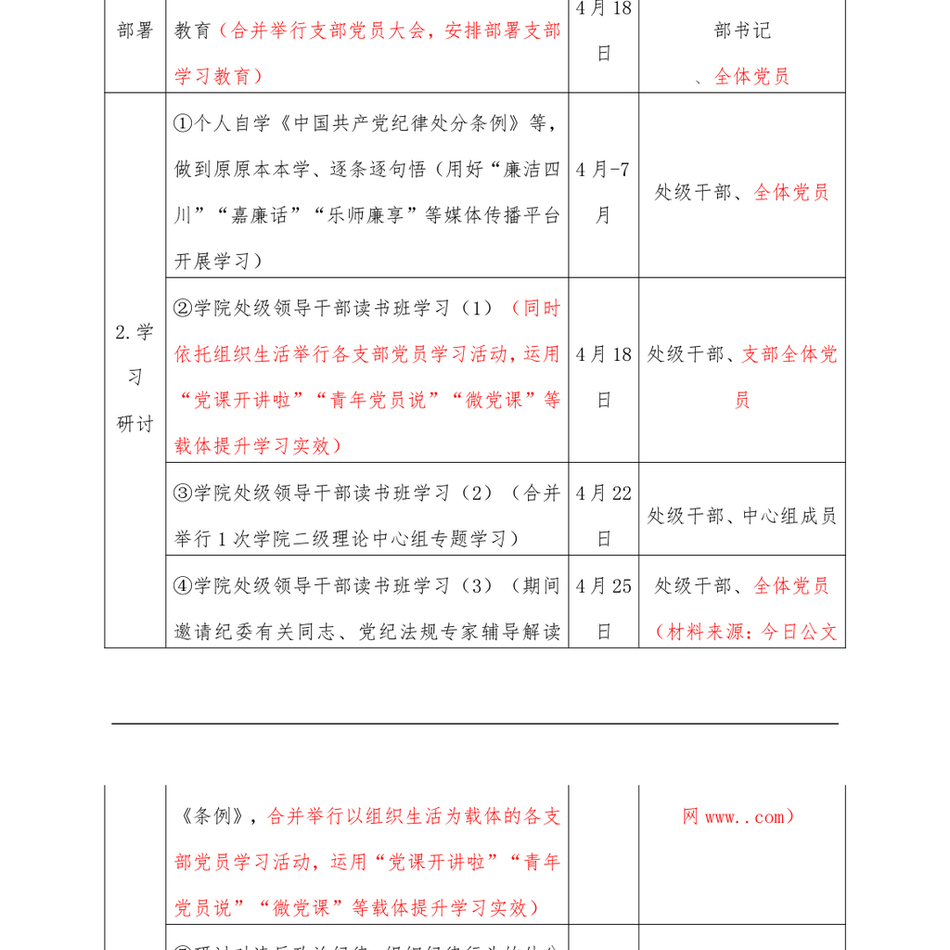 2025党纪学习教育实施方案计划表_第3页