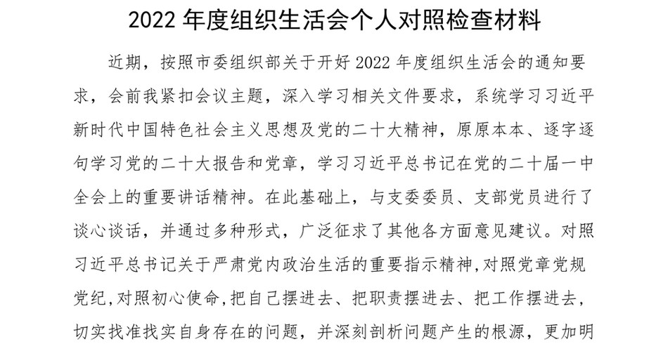 2022年度组织生活会个人对照检查材料2023年初信仰党员意识理论学习能力本领作用发挥纪律作风等_第2页