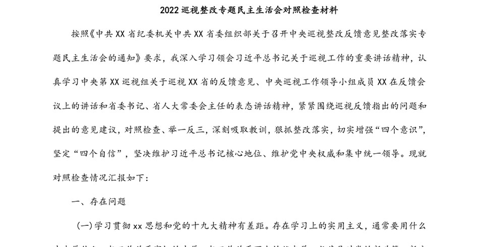 2022巡视整改专题民主生活会对照检查材料_第2页