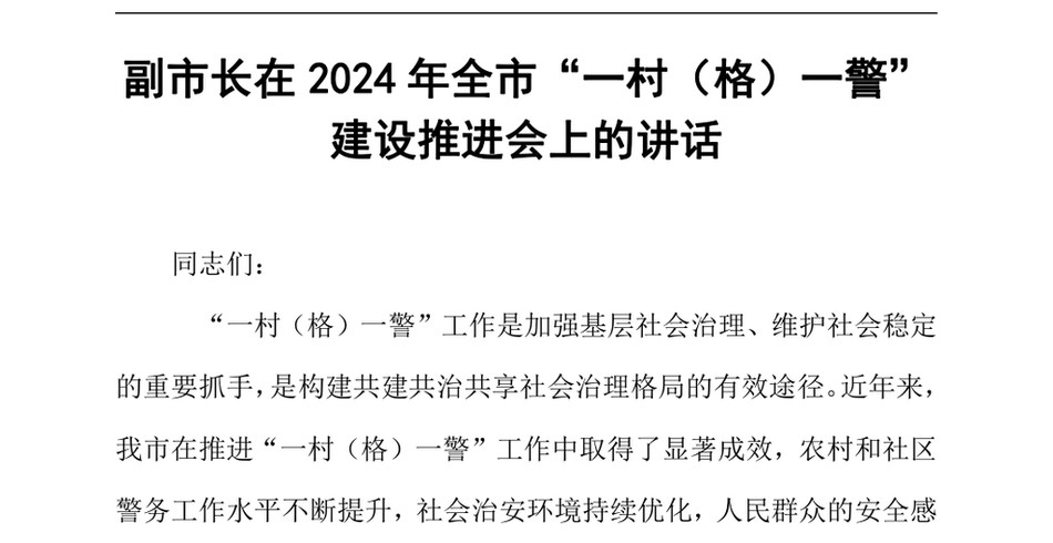 2024副市长在2024年全市“一村（格）一警”建设推进会上的讲话_第2页