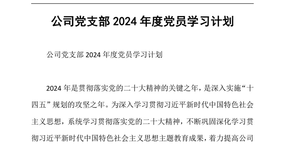 2024公司党支部度党员学习计划_第2页