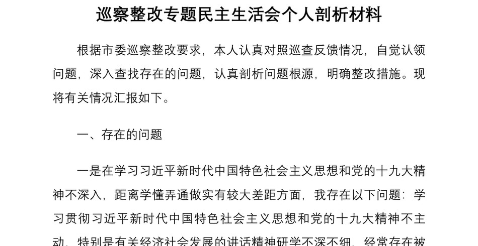 巡察整改专题民主生活会个人剖析材料_第2页