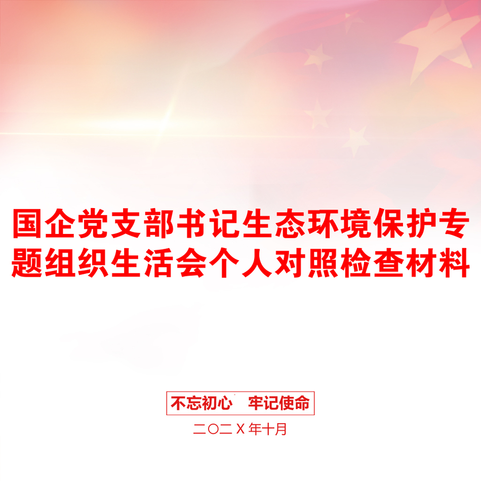 国企党支部书记生态环境保护专题组织生活会个人对照检查材料_第1页