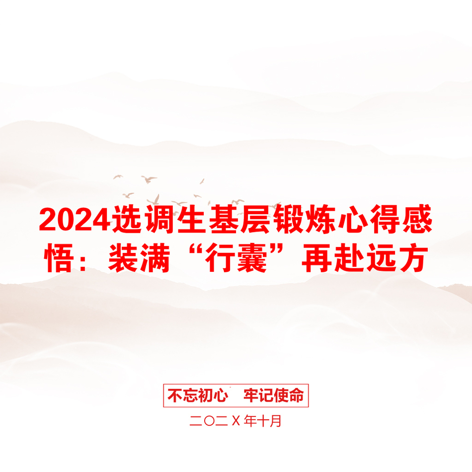 2024选调生基层锻炼心得感悟：装满“行囊”再赴远方_第1页