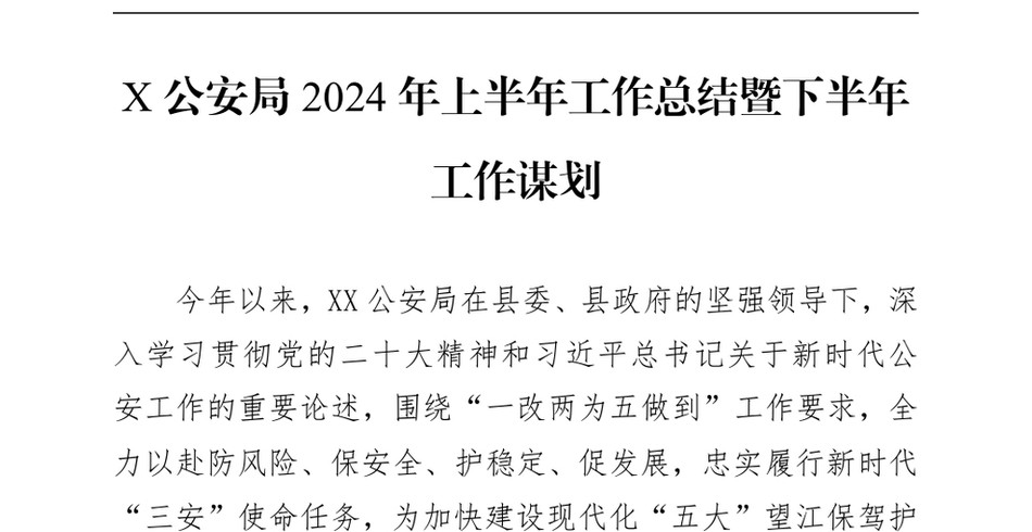 2024X公安局上半年工作总结暨下半年工作谋划_第2页