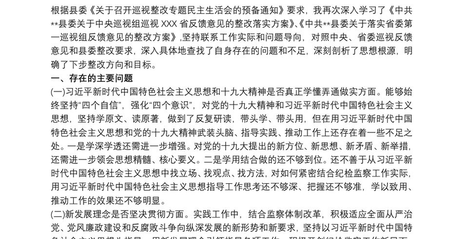 省委巡视整改民主生活会对照检查材料_第2页