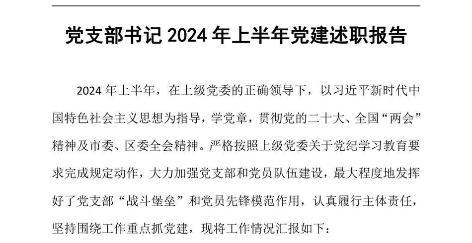 2024年党支部书记上半年党建述职报告_第2页