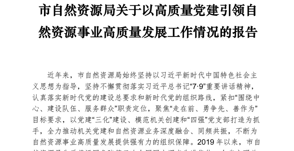 市自然资源局关于以高质量党建引领自然资源事业高质量发展工作情况的报告_第2页