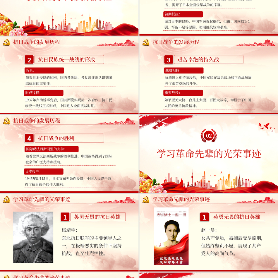 2024纪念中国人民抗日战争伟大胜利79周年党课ppt模板包含讲稿党课ppt模板