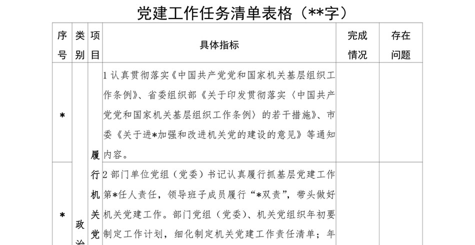 2024年党建工作任务清单表格_第2页