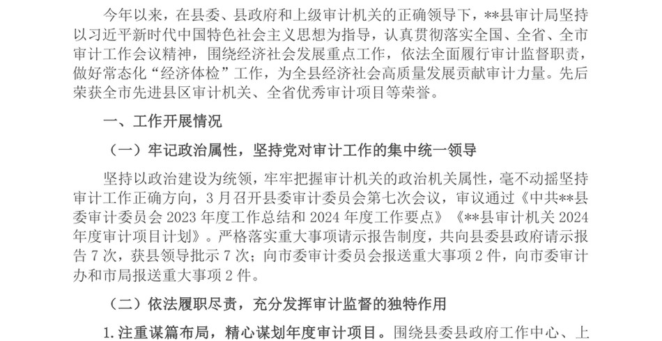 2024县审计局2024年度上半年工作总结_第2页