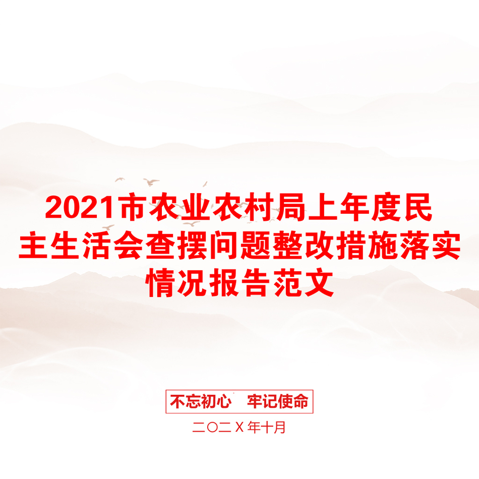 2021市农业农村局上年度民主生活会查摆问题整改措施落实情况报告范文_第1页