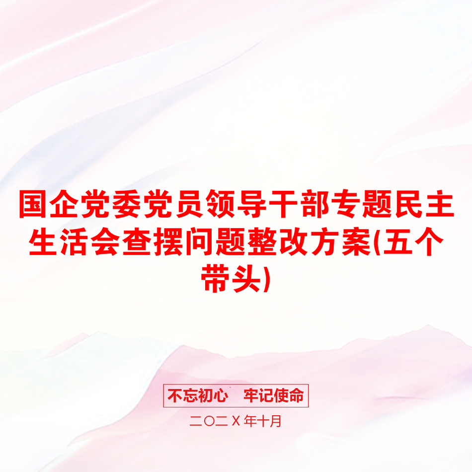 国企党委党员领导干部专题民主生活会查摆问题整改方案(五个带头)_第1页