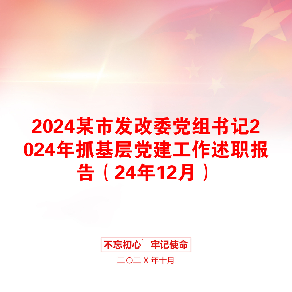 2024某市发改委党组书记2024年抓基层党建工作述职报告（24年12月）_第1页