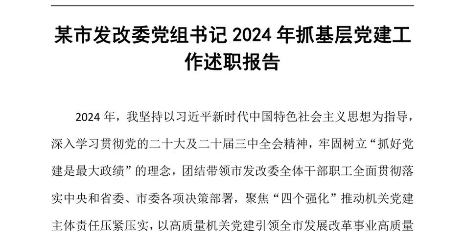 2024某市发改委党组书记2024年抓基层党建工作述职报告（24年12月）_第2页