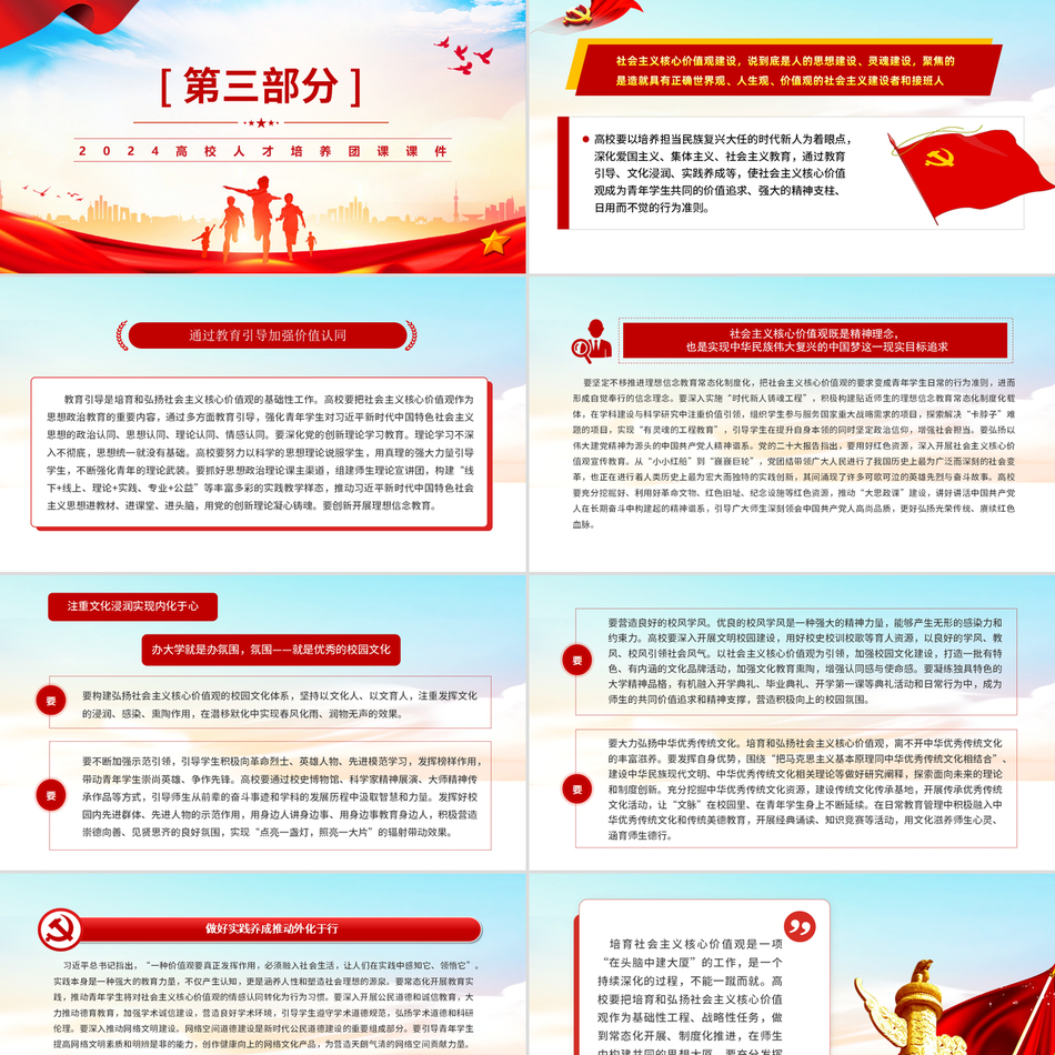 2024高校人才培养团课_用社会主义核心价值观培育时代新人（PPT课件）党课ppt模板