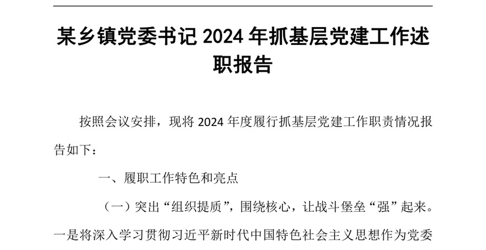 2024某乡镇党委书记2024年抓基层党建工作述职报告（24年12月23日）_第2页