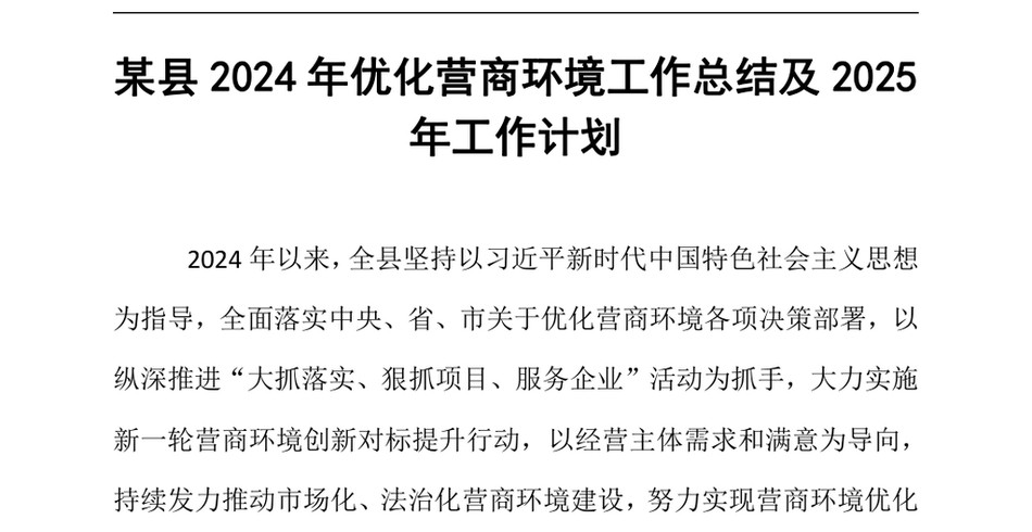 2024某县2024年优化营商环境工作总结及2025年工作计划（24年12月23日）_第2页