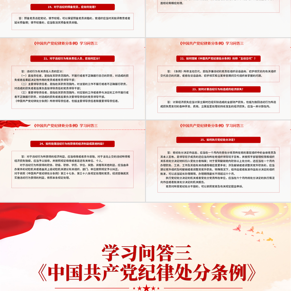 党纪学习教育《中国共产党纪律处分条例》学习问答三微党课大气简约党纪PPT下载