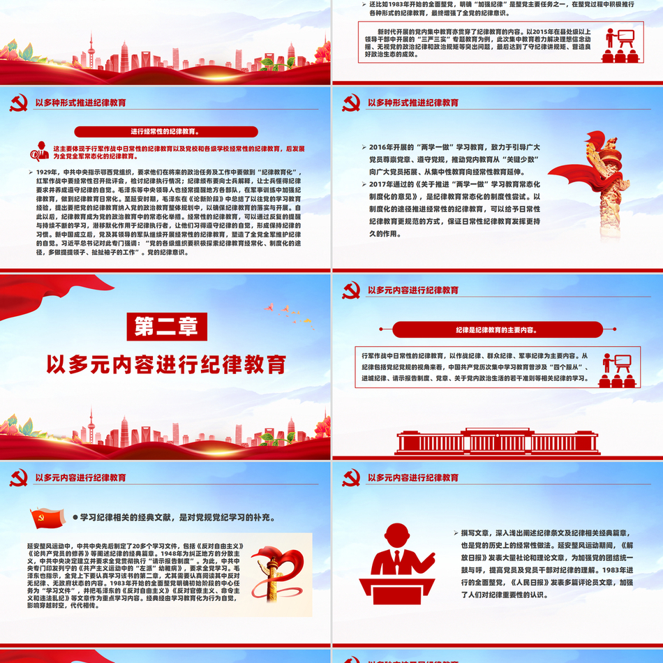 党史上如何开展纪律教育的形式与方法党纪学习教育华丽精美党纪课件