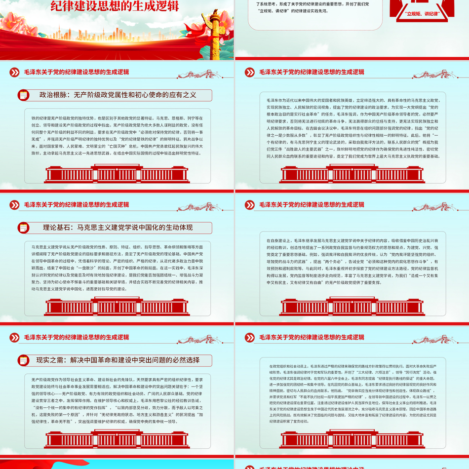 毛泽东关于党的纪律建设思想的理论内涵及时代价值党纪学习教育简约风党课课件