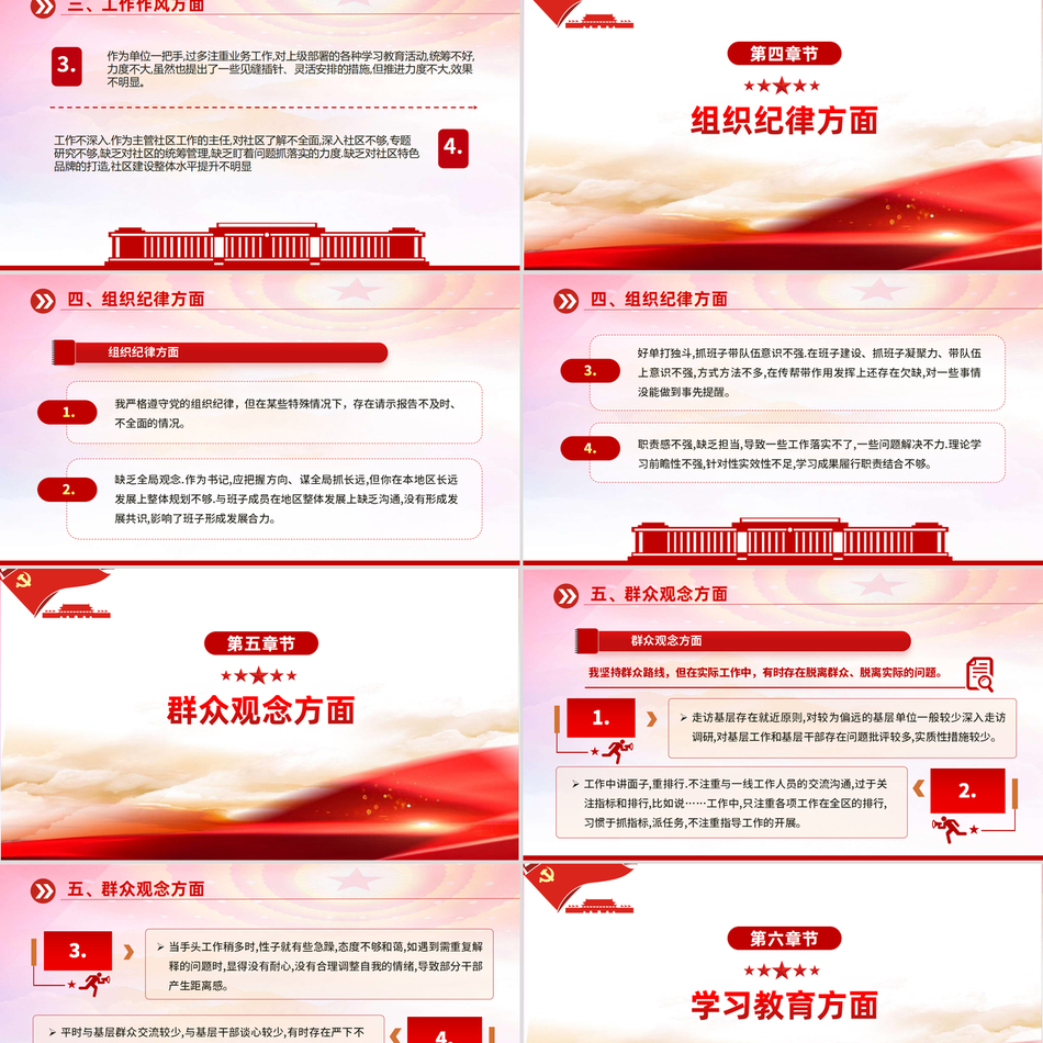 党纪学习教育从六大方面对个人对照检查材料党政风微党课PPT下载