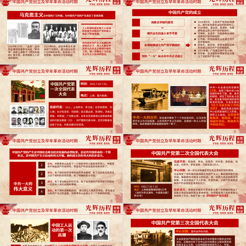 光辉的历程中国共产党党史简约精美党政风党课ppt模板