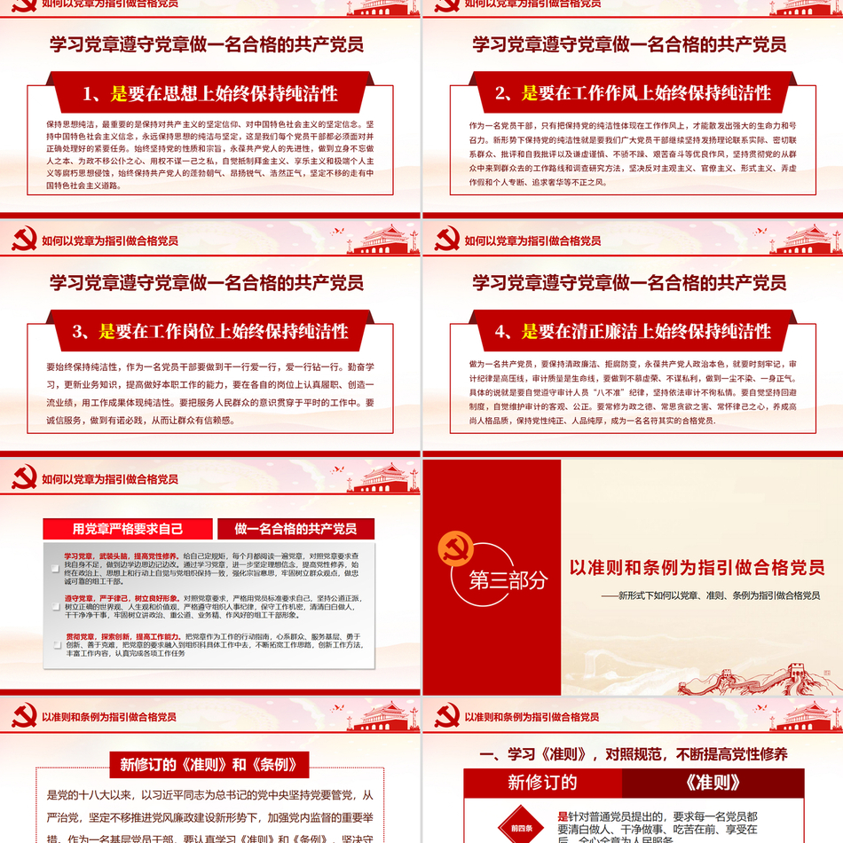 学习新形式下党章准则做合格党员党政风PPT下载