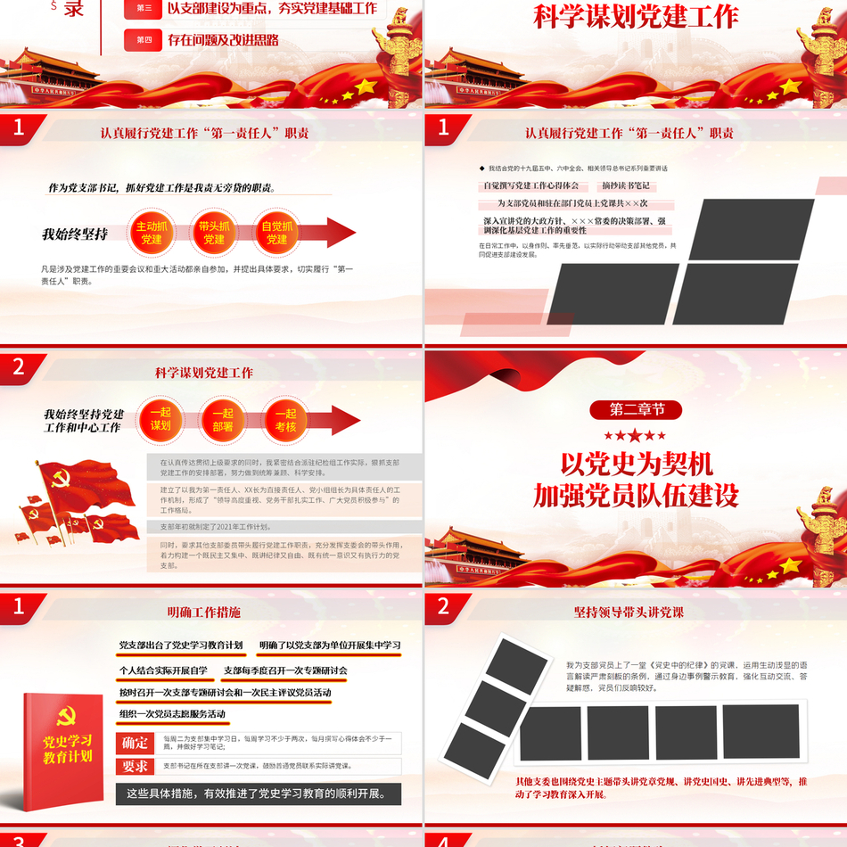 党支部书记抓基层党建述职报告之基层党组织党支部书记党员干部党建工作述职报告专题汇报华丽精美党政风党课课件