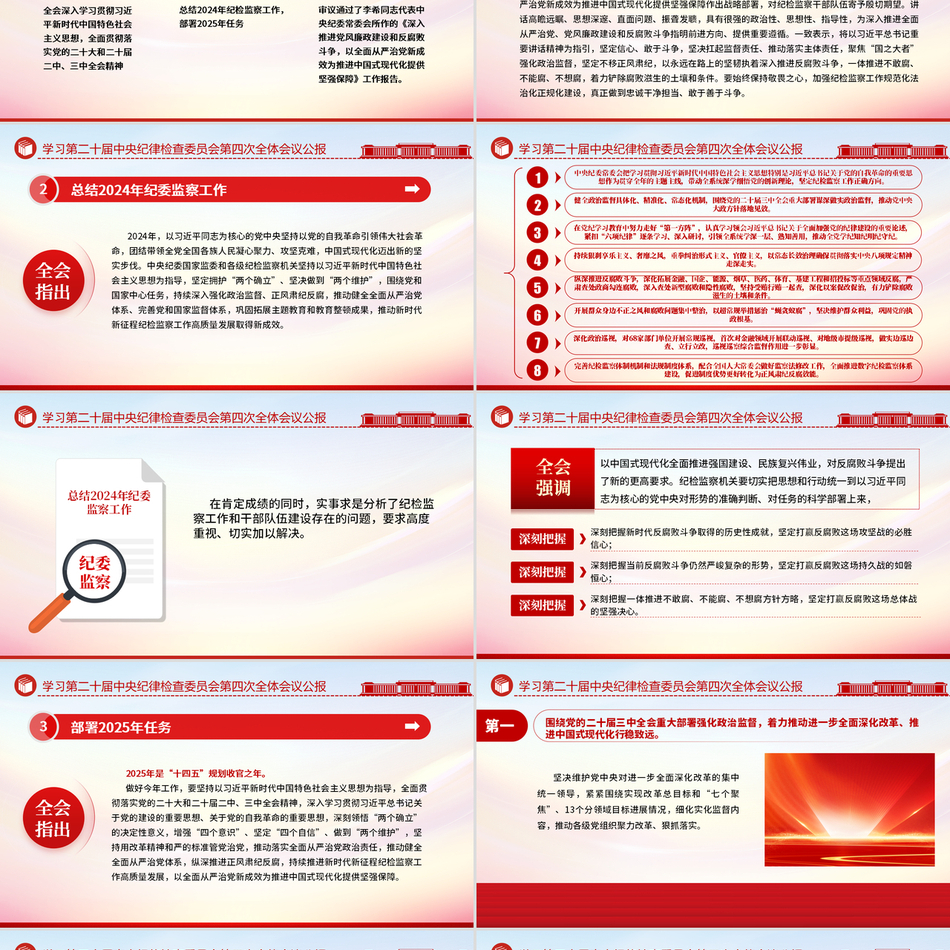 2025纪检监察ppt模板二十届中央纪委四次全会公报党风廉政建设包含讲稿