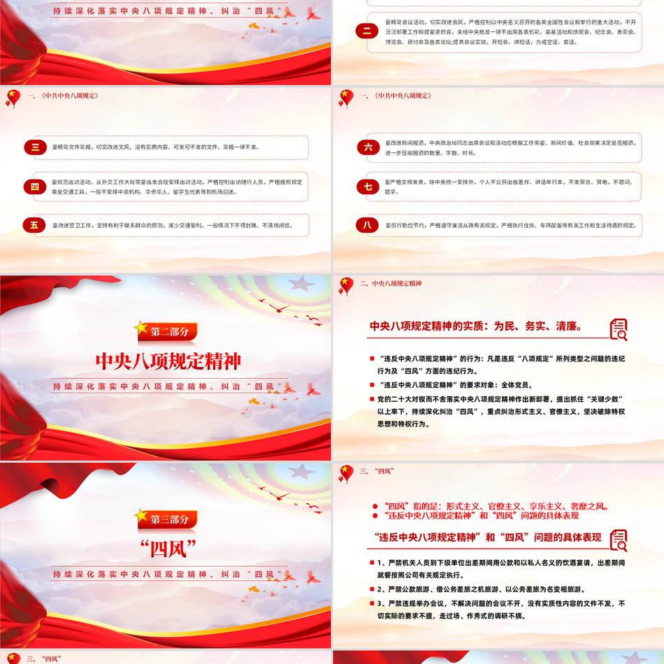 中央八项规定精神与“四风”整治深度解读党课PPT