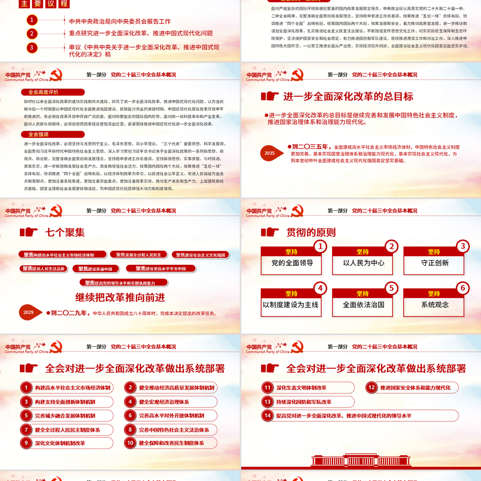 二十届三中全会要点解读精神党课PPT模板