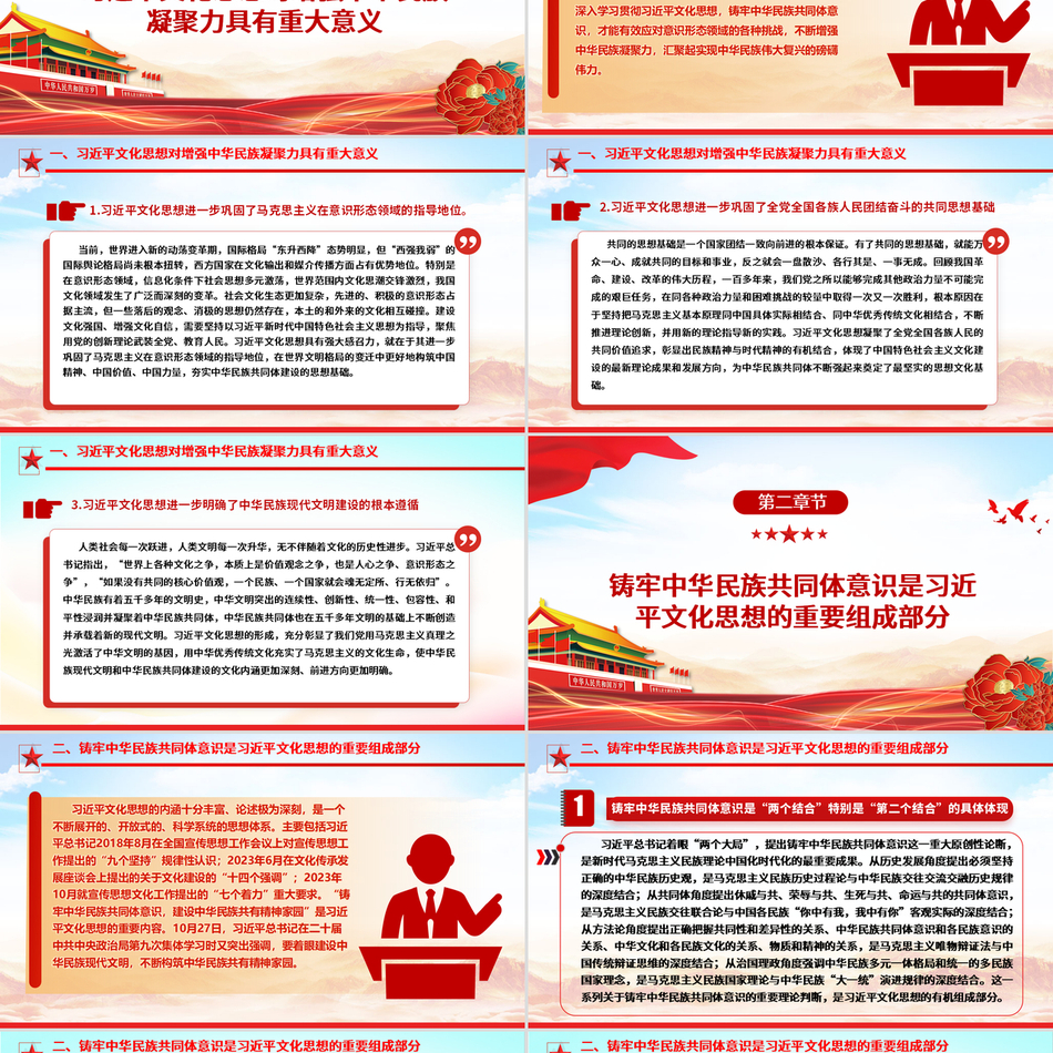 促进各族人民共建中华民族共同体意识深入贯彻习近平文化思想民族融合篇之基层党组织党支部党员干部学习简约党政风党课PPT课件