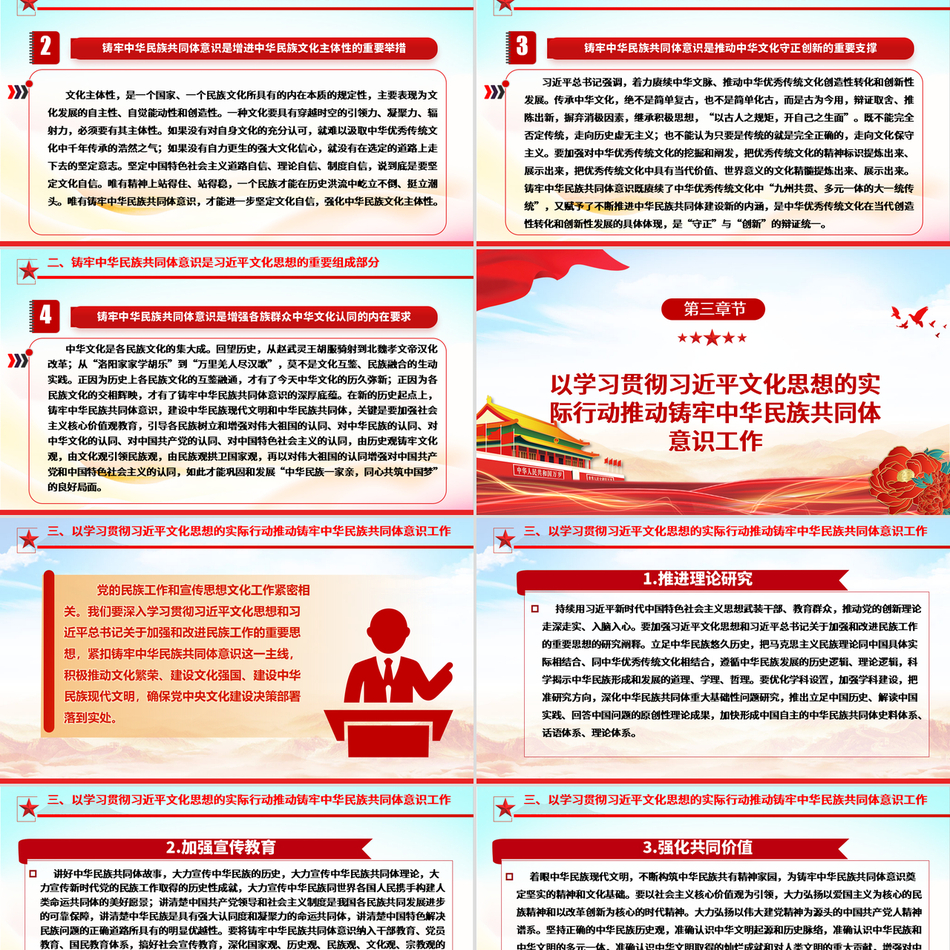 促进各族人民共建中华民族共同体意识深入贯彻习近平文化思想民族融合篇之基层党组织党支部党员干部学习简约党政风党课PPT课件