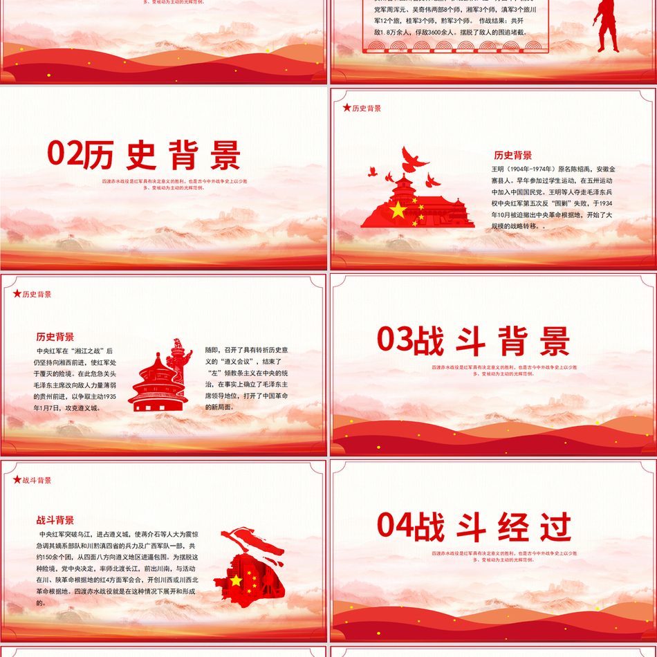 四渡赤水战役党史小故事专题党课PPT模板