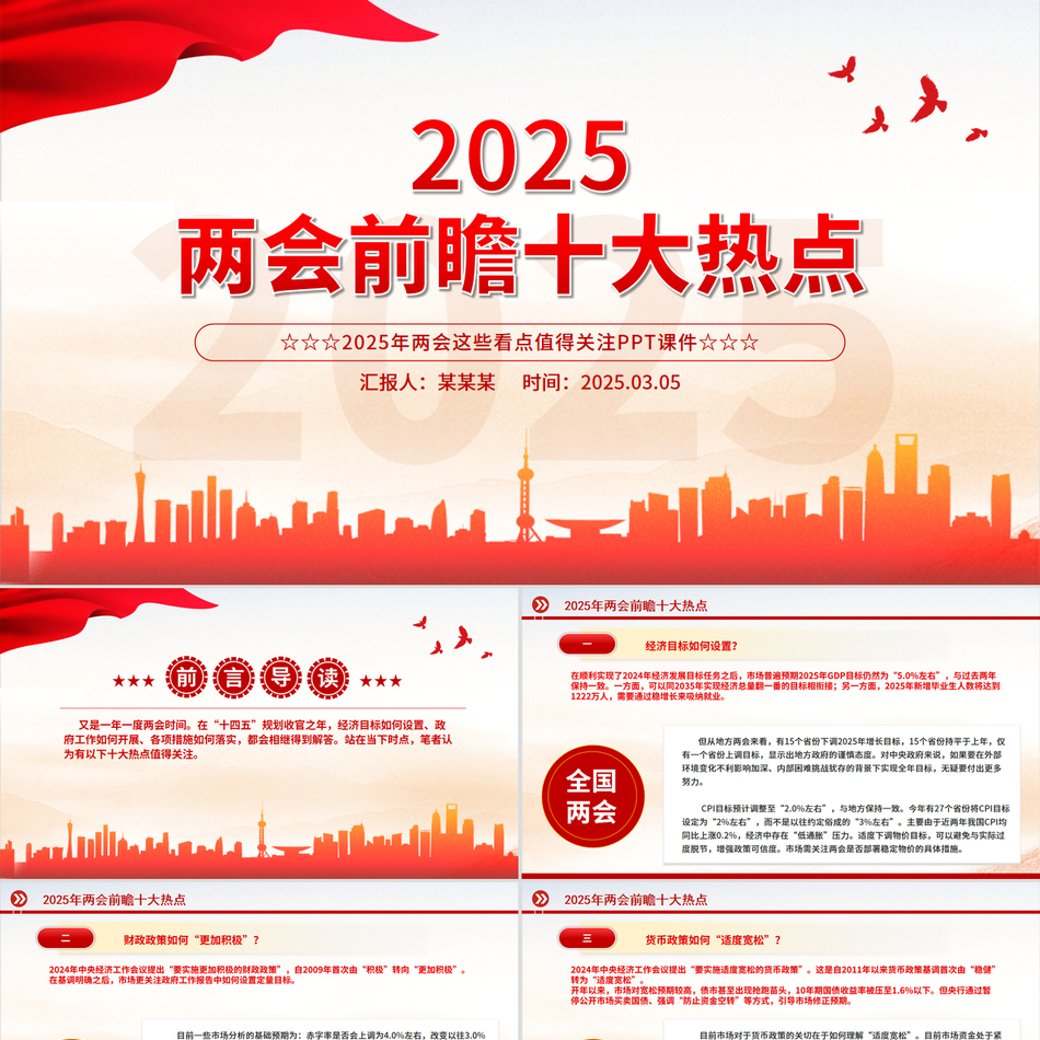 2025两会前瞻聚焦民生十大热点专题PPT课件