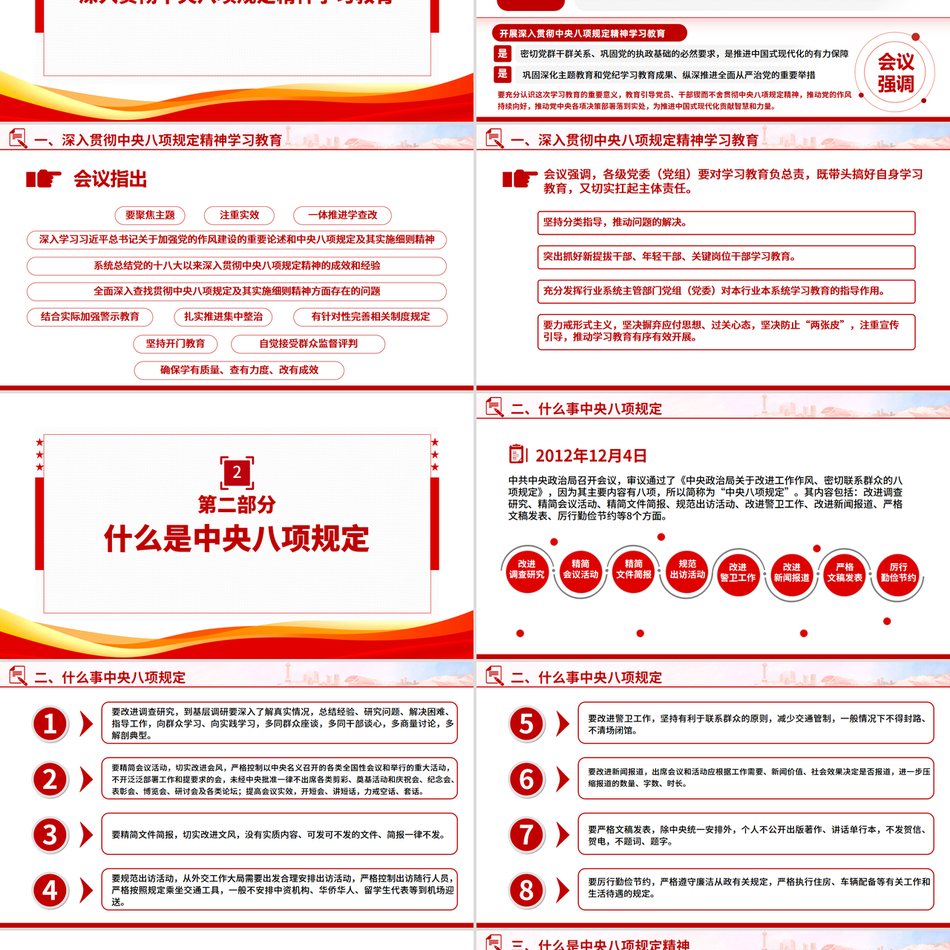 2025党内主题教育党课一图读懂中央八项规定精神PPT