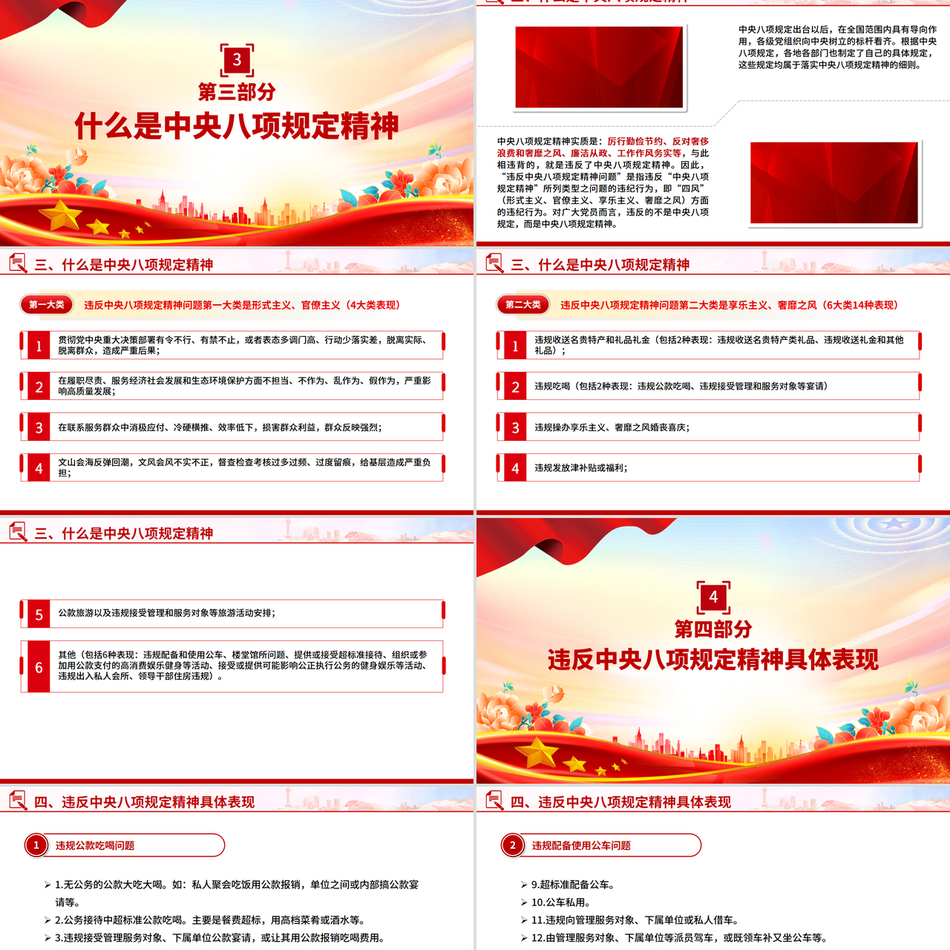 一文读懂中央八项规定PPT红色精美2025党内主题教育党课