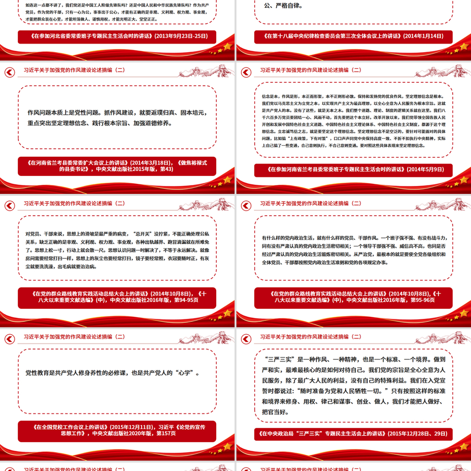 简洁大气习近平关于加强党的作风建设论述摘编（二）PPT党课