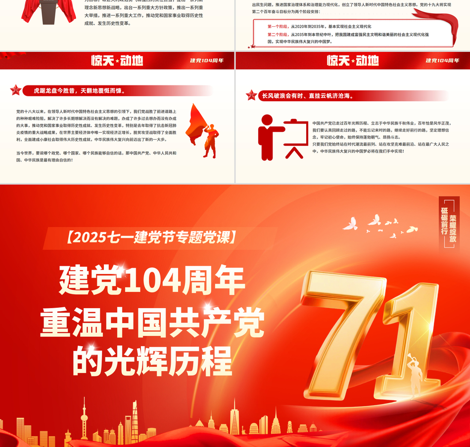 2025重温党的光辉历程建党104周年主题课件